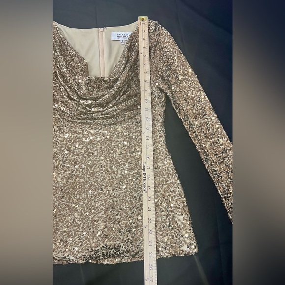 NWT Badgley Mischka | Gold Sequined Party Mini Dress or Tunic Top | Size Small - Picture 9 of 11